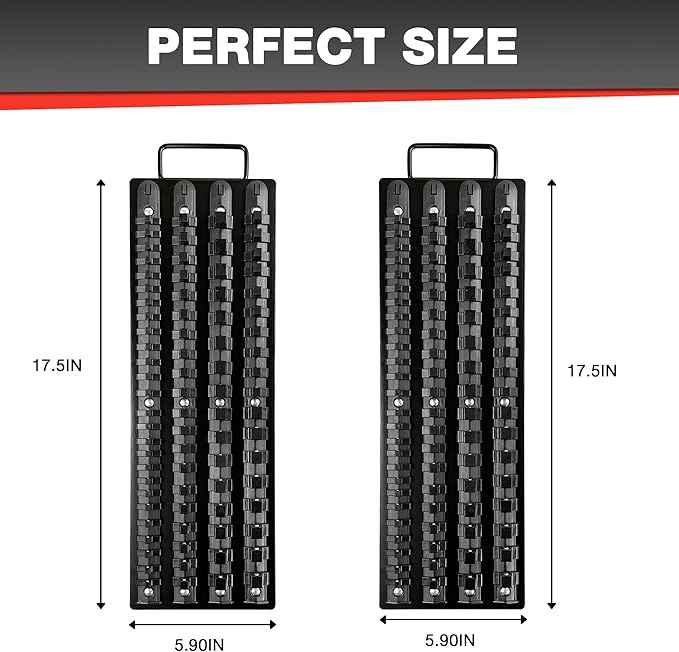 160Pcs ABS Socket Organizer Driver Socket Holder，ABS Tools-Socket Holder，1/4-Inch x 52 Clips，3/8-Inch x 60 Clips, 1/2-Inch x 48 Clips，Premium Quality Socket （2 Pack）