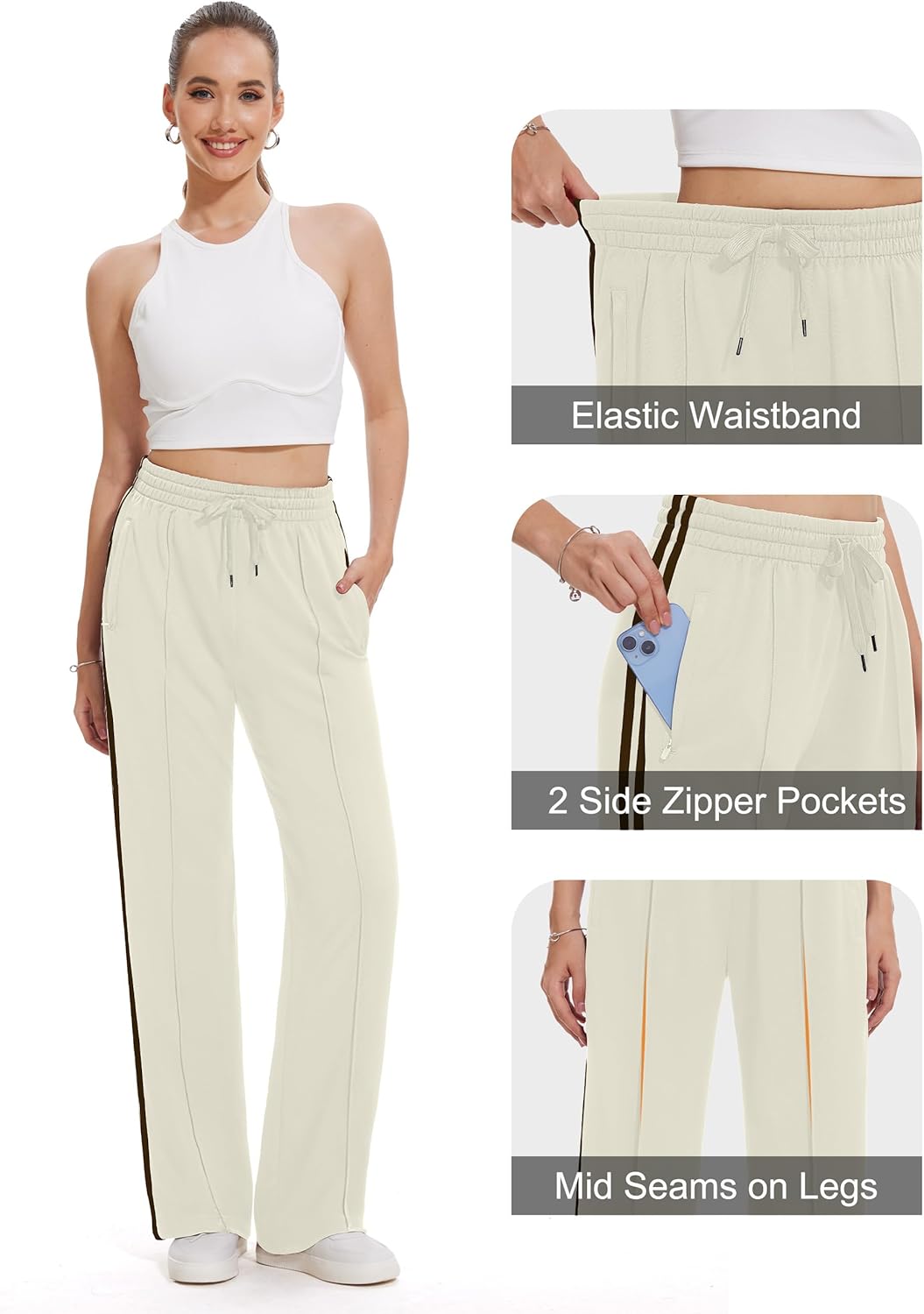 Tapata Women's Track Pants - Loose Straight Leg Jogging Sweatpants | Warm-Up Athletic Wear