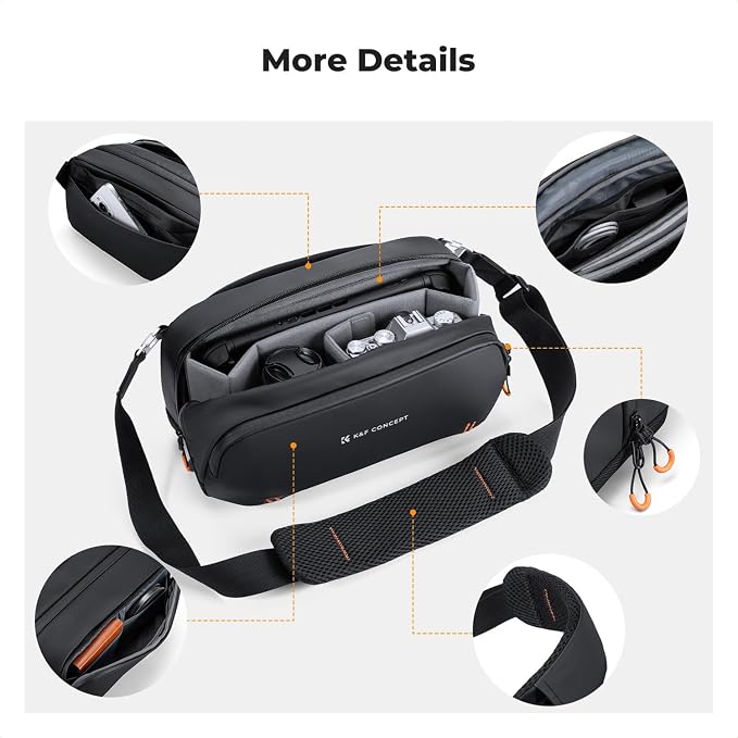 K&F CONCEPT Storage Sling Bag, Vlog Photography Camera Bag, Portable Carrying