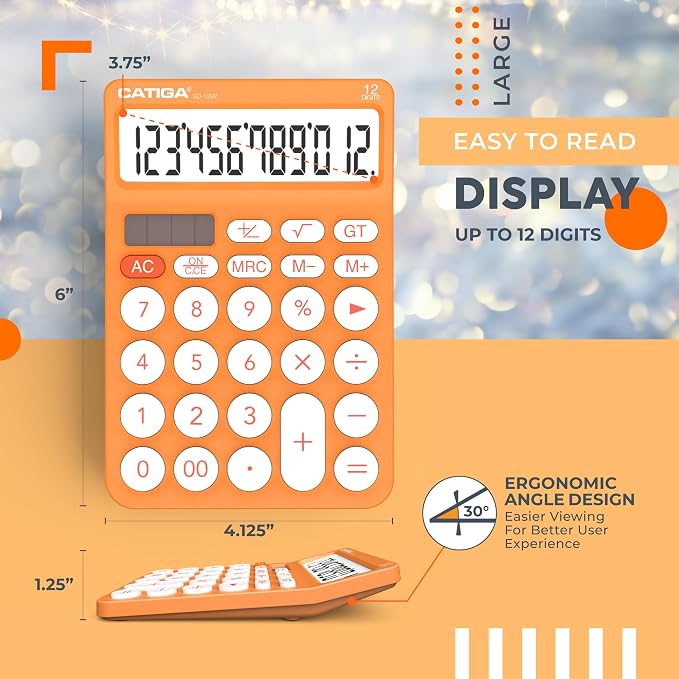 CATIGA 12 Digit Desktop Calculator Basic Desk Calculator