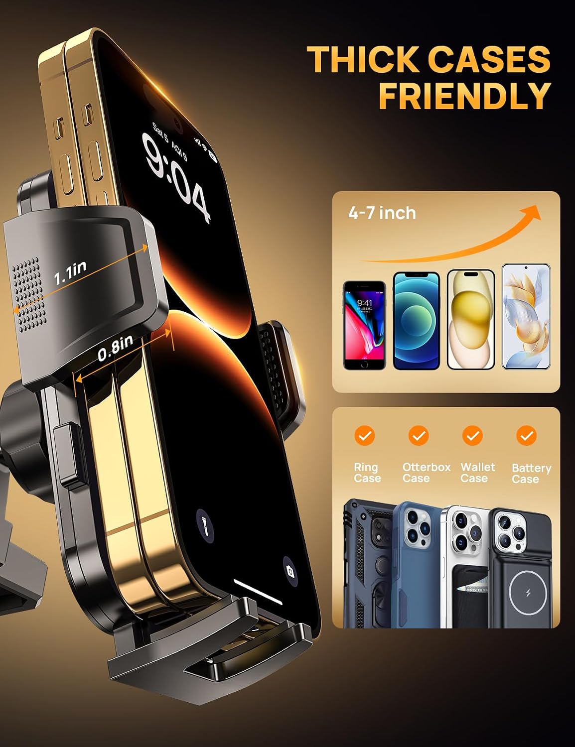 CD Phone Holder for Car, Stable CD Slot Mount for Thick Cases, 360° Viewing