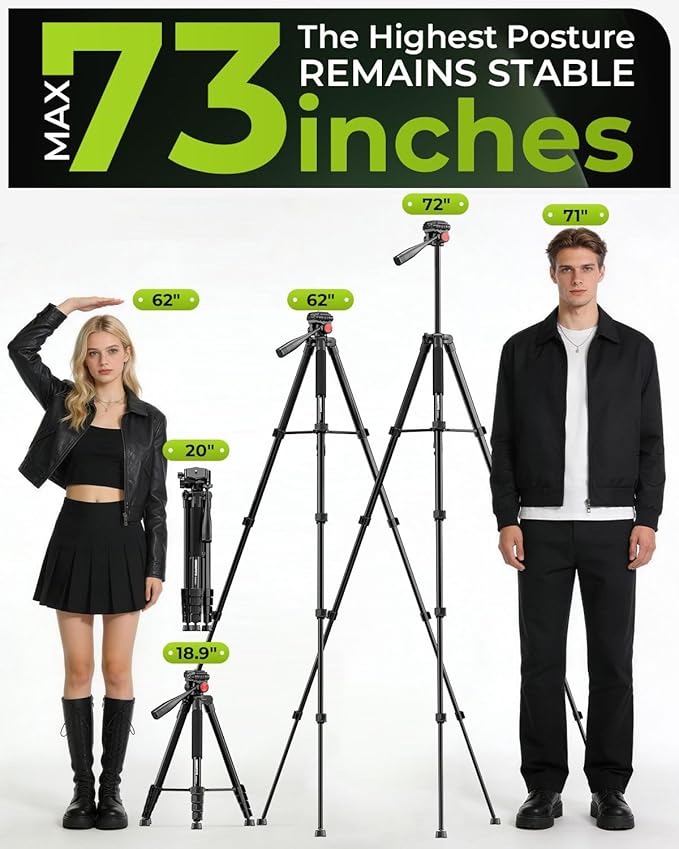 CAMBOFOTO 72" Camera Tripod, Professional Aluminum Tripod Stand