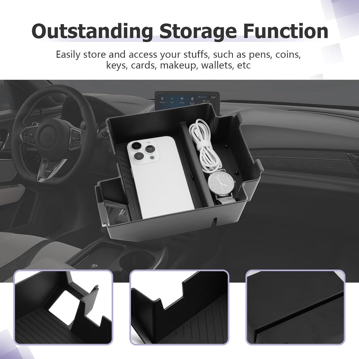LUWU 2025 2026 A cura RDX Center Console Organizer Compatible with 2025 2026 A cura RDX Accessories Armrest Console Organizer Armrest Insert Tray Black-Trim