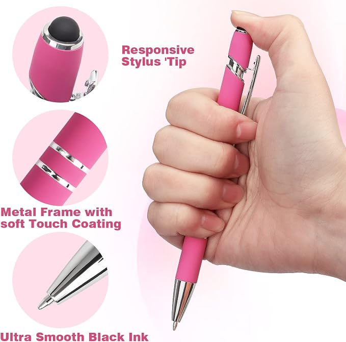 Bribobo 8 Pack Ballpoint Pen 2-in-1 Stylus Retractable Ballpoint Pen