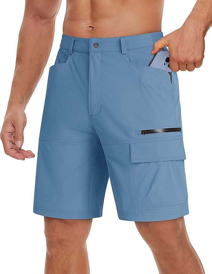 TACVASEN Men's Summer Outdoor Shorts Quick Dry Cargo Casual Work Hiking Shorts (NO Belt)