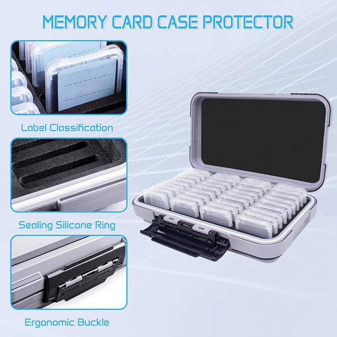 36-Slot Gray Memory Card Case