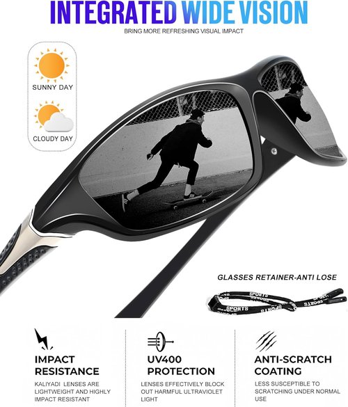 KALIYADI Polarized Sunglasses - Men's UV Protection Sports Glasses for Fishing & Cycling | 4 Pack