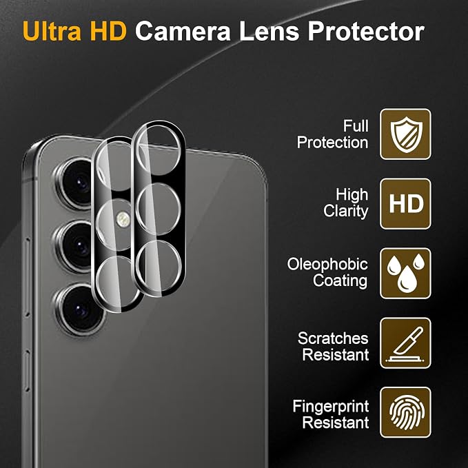 3 Pack Camera Lens Protector for Samsung Galaxy S24 Fe, Tempered Glass