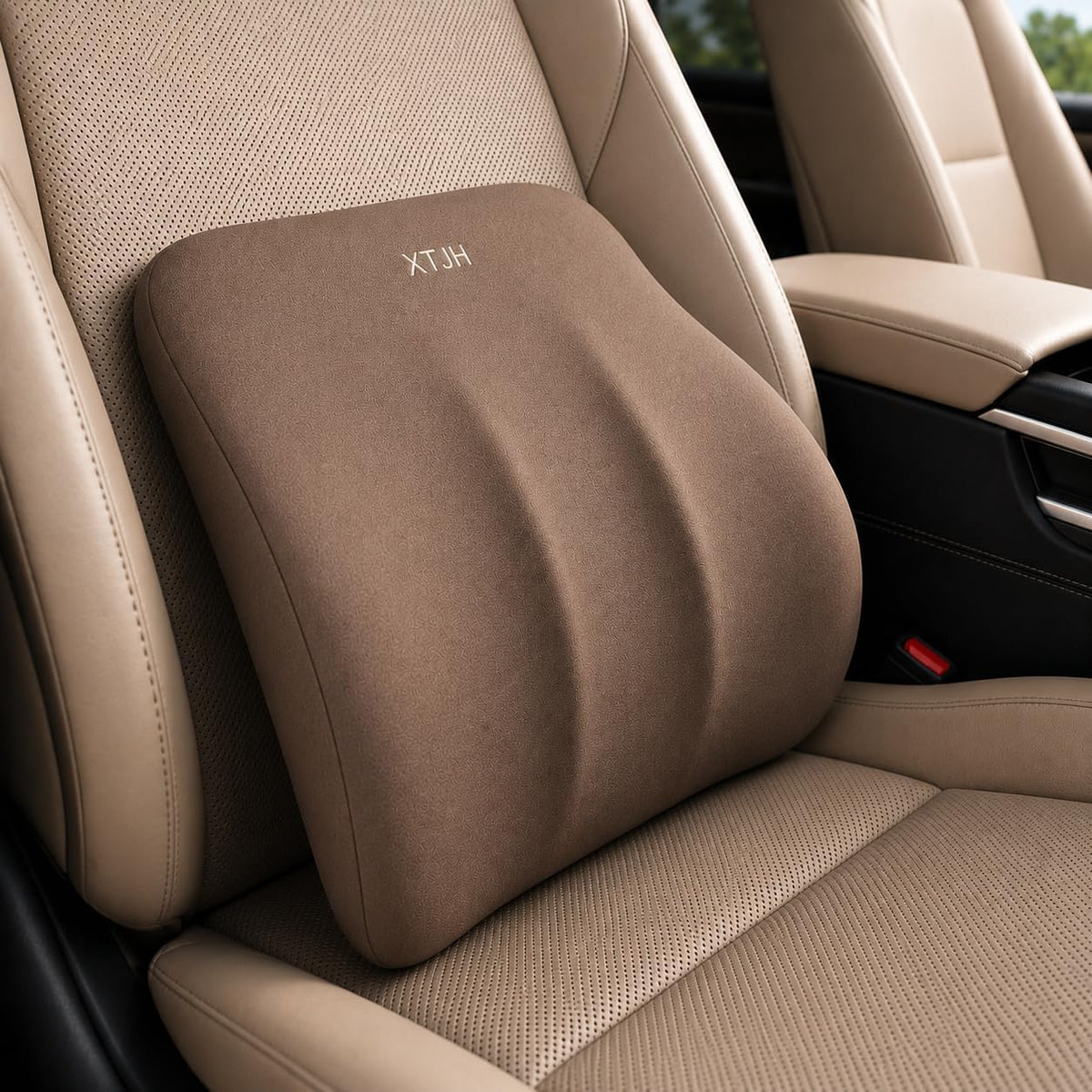 Lumbar Support Pillow for Car, Ergonomic Memory Foam Back Cushion for Driving Comfort, Breathable Lower Back Support for Car Seat, Truck, SUV & Office Chair (Black)