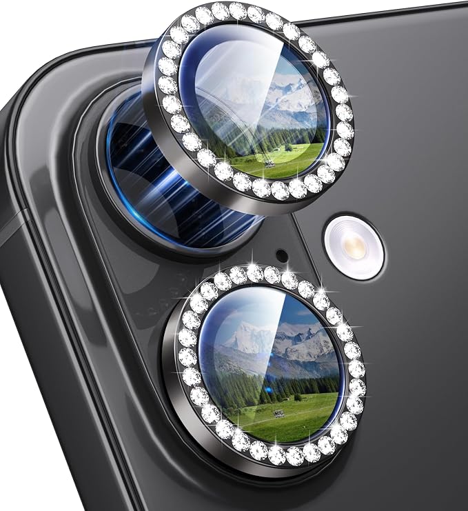 for iPhone 17 Camera Lens Protector Bling, Individual Diamond Metal Ring