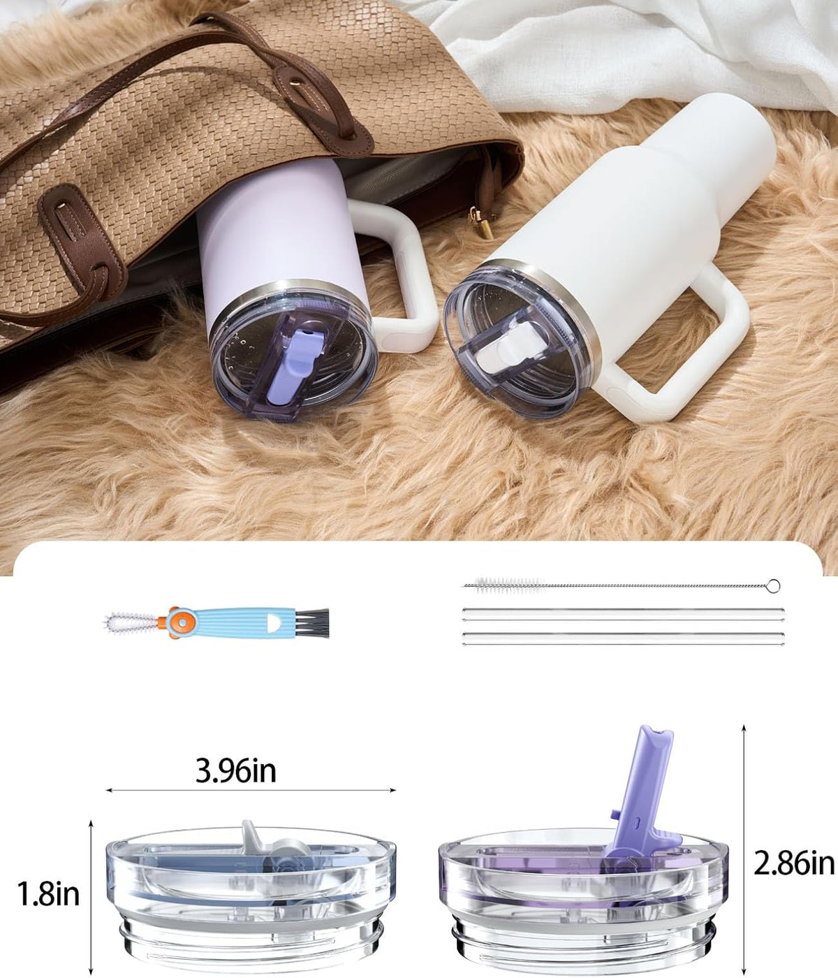 Stanley 40oz Flip Straw Lid - Leak Proof Replacement for H2.0 Quencher | BPA-Free, No Spill, 2 Pack