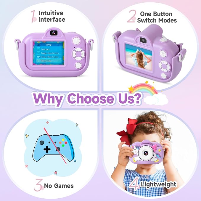 Kids Camera Toddler Toys for Girls Boys, YEEHAO 32MP Dual Lens Digital Camera