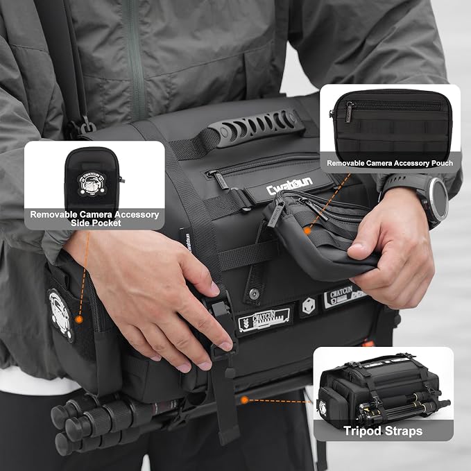 Cwatcun Camera Sling Bag, Waterproof Multifunction Photography Tactica Camera
