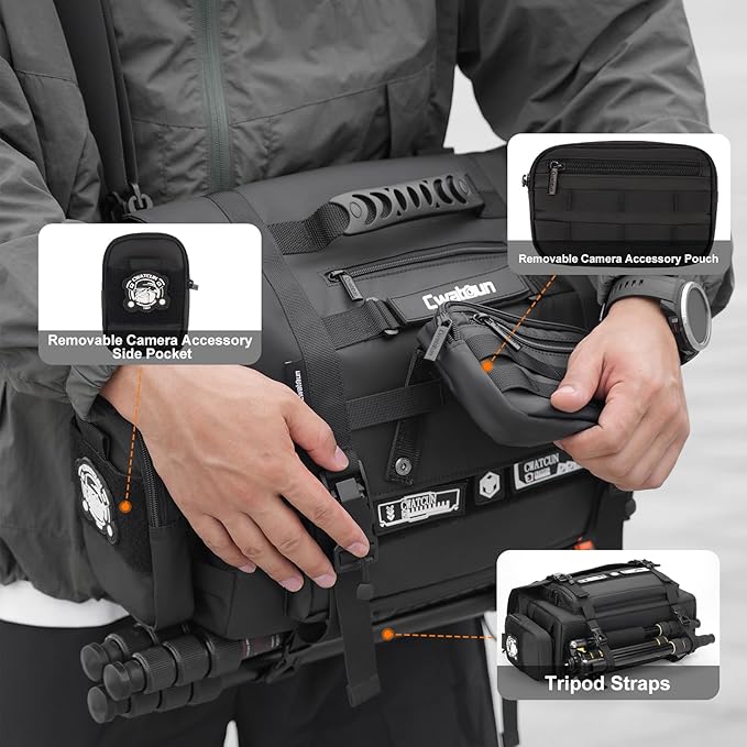 Cwatcun Camera Sling Bag, Waterproof Multifunction Photography Tactica Camera