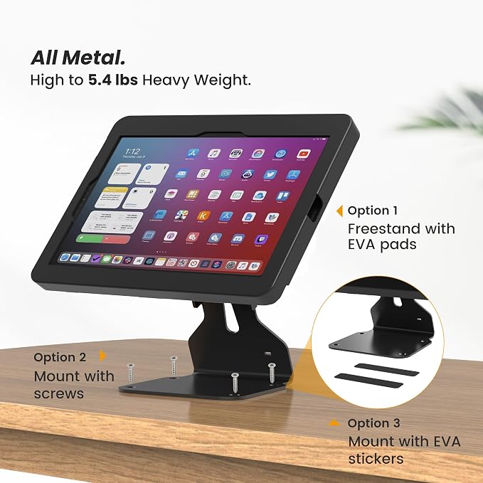 iPad POS Stand for Desk Heavy Metal Flip Lockable Rotate Swivel for iPad 10th