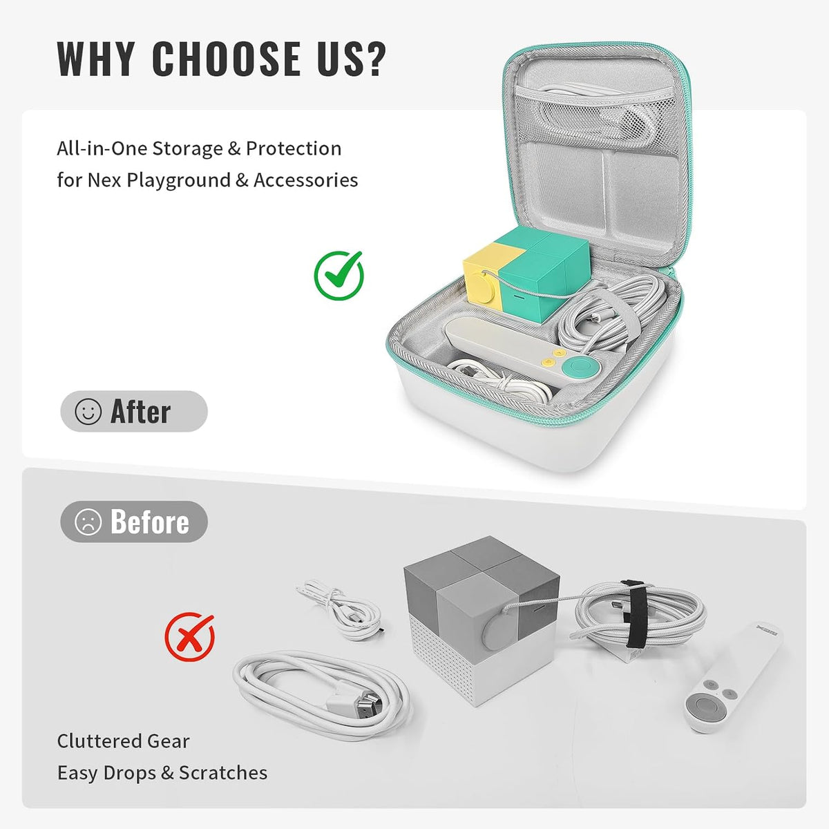 JOYTORN Hard Travel Carrying Case Compatible with Nex Playground Active Play System Console, Portable Storage Bag with Dedicated Compartments for Remote, Adapter and Base Accessories
