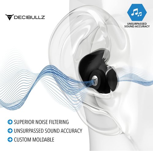Decibullz Moldable Earplugs - Noise Cancelling Concert Earplugs for Musicians & DJs | Perfect Fit