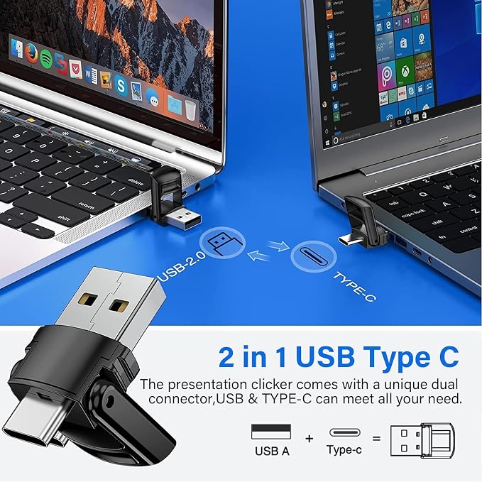 2-in-1 USB Type C Presentation Clicker, Clicker