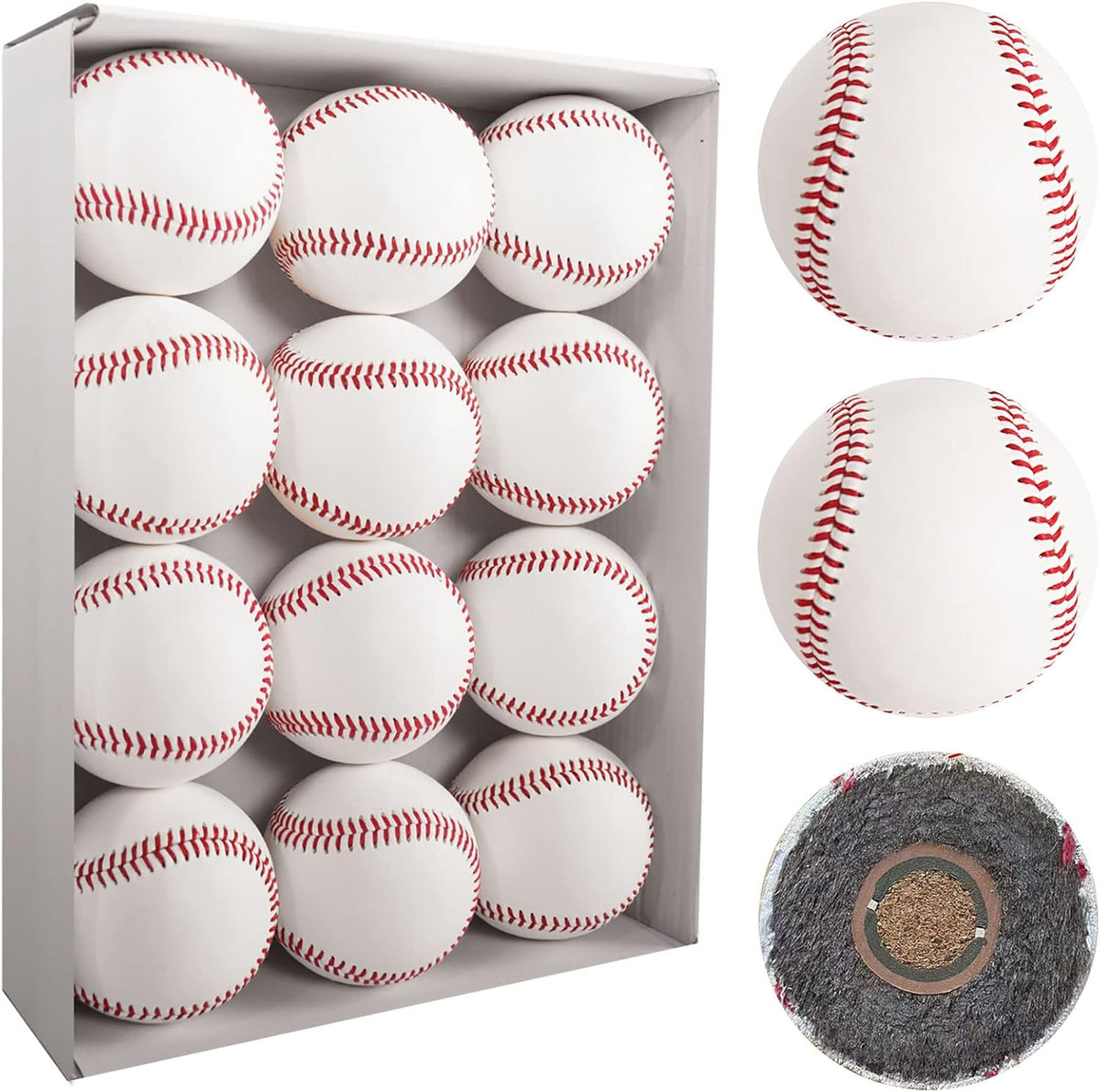 Official League Grade Leather Baseballs - 12/6 Pack for Youth Training & Competition | Perfect Gift