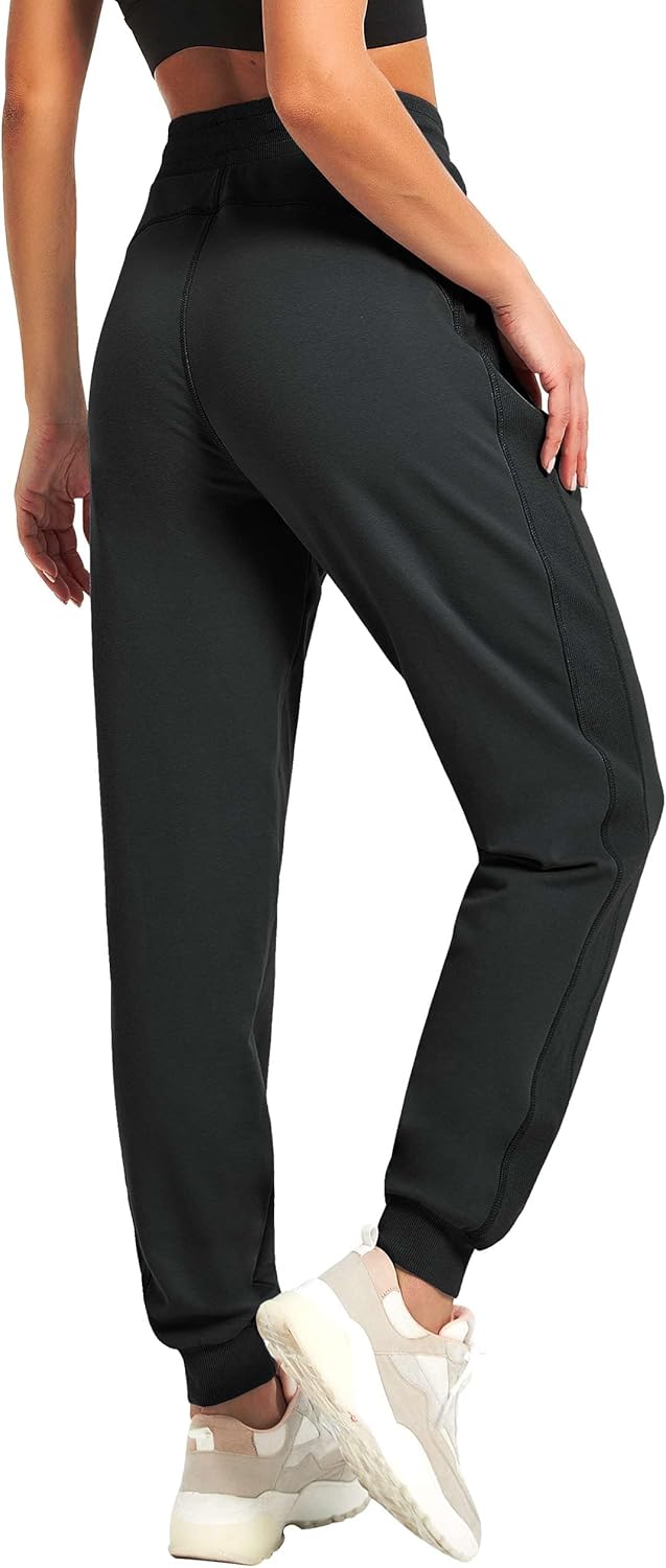 PULI Women's Cotton Jogger Sweatpants - Comfortable Lounge Pants with Zipper Pocket