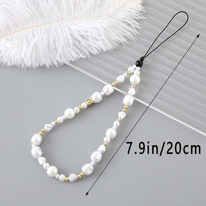 Beaded Phone Charm Lanyard Strap Girly Style Fixed Beads Pearl Lanyards