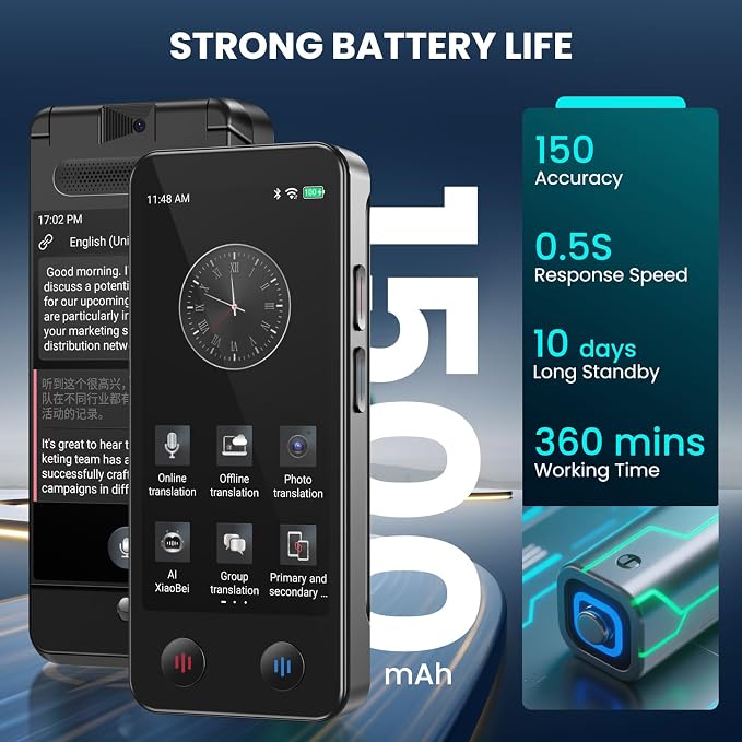 Language Translator Device, Upgraded Detachable Dual Screen AI Translator