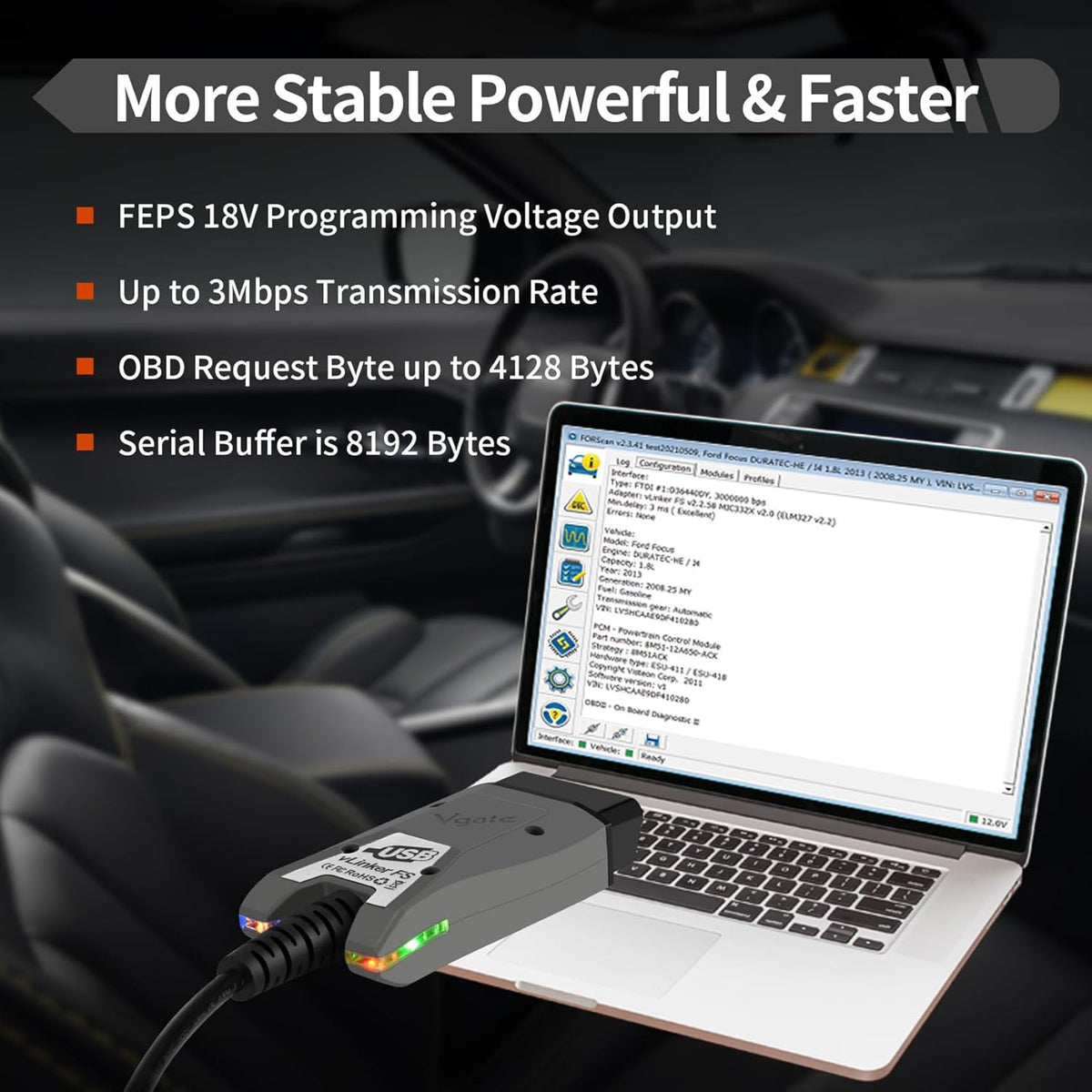 VGATE vLinker FS USB FORScan OBD2 Adapter for HS/MS-CAN Auto Switch, Wire OBD2 USB FORScan Adapter Code Readers & Scanner Diagnostic Tools