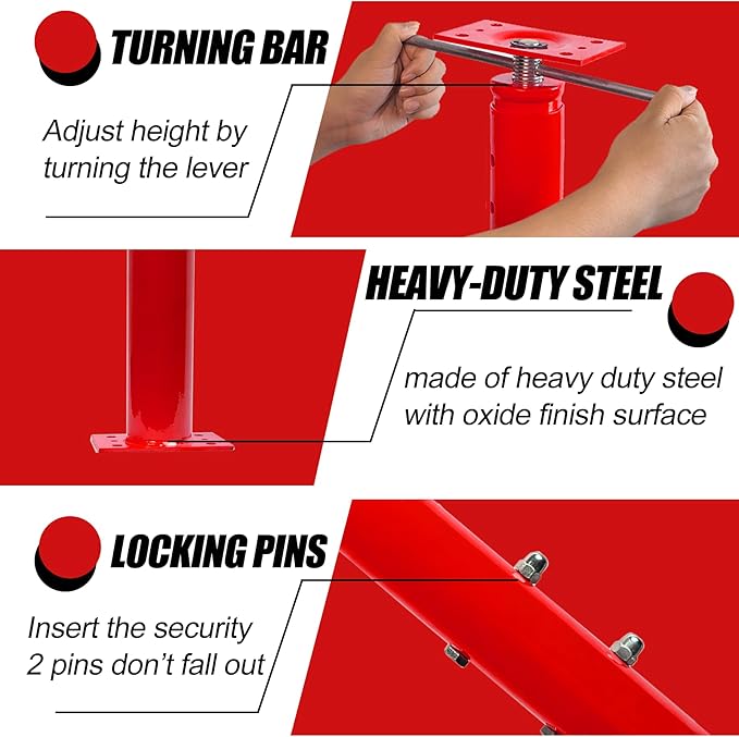2 Pack House Jack Post Pole for Leveling, 48"-96" Adjustable House Floor Jacks, Support Joist Beam Brace Telescoping Jack Stands for Basements, Decks, Crawl Spaces, 18000 lbs Max Load Capacity