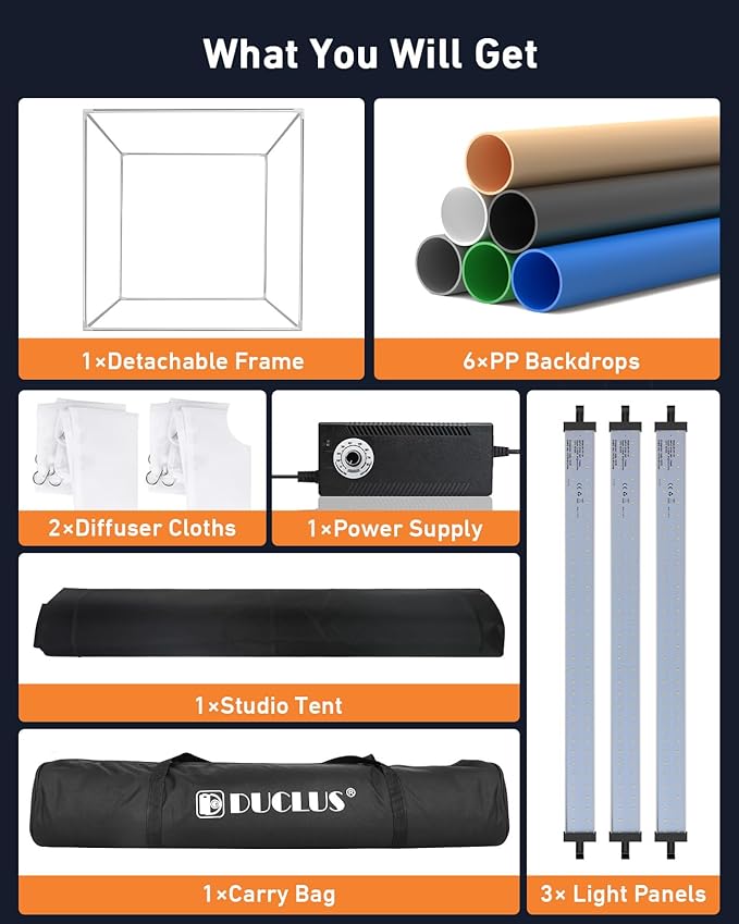 DUCLUS Light Box Photography, 32×32inch Professional Photo Studio Booth Photobox
