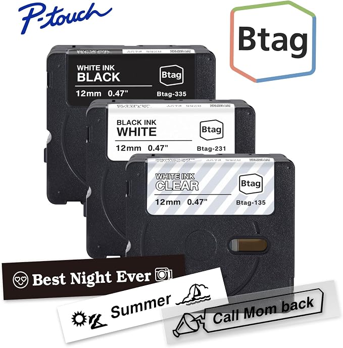 Brother Genuine P-Touch Btag Label Tape, 0.47 in by 13.1 ft