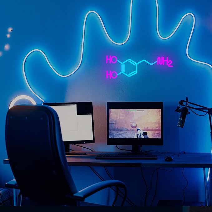 Dopamine Molecule Neon Sign Dimmable LED Light Up Wall Decor Science Chemistry