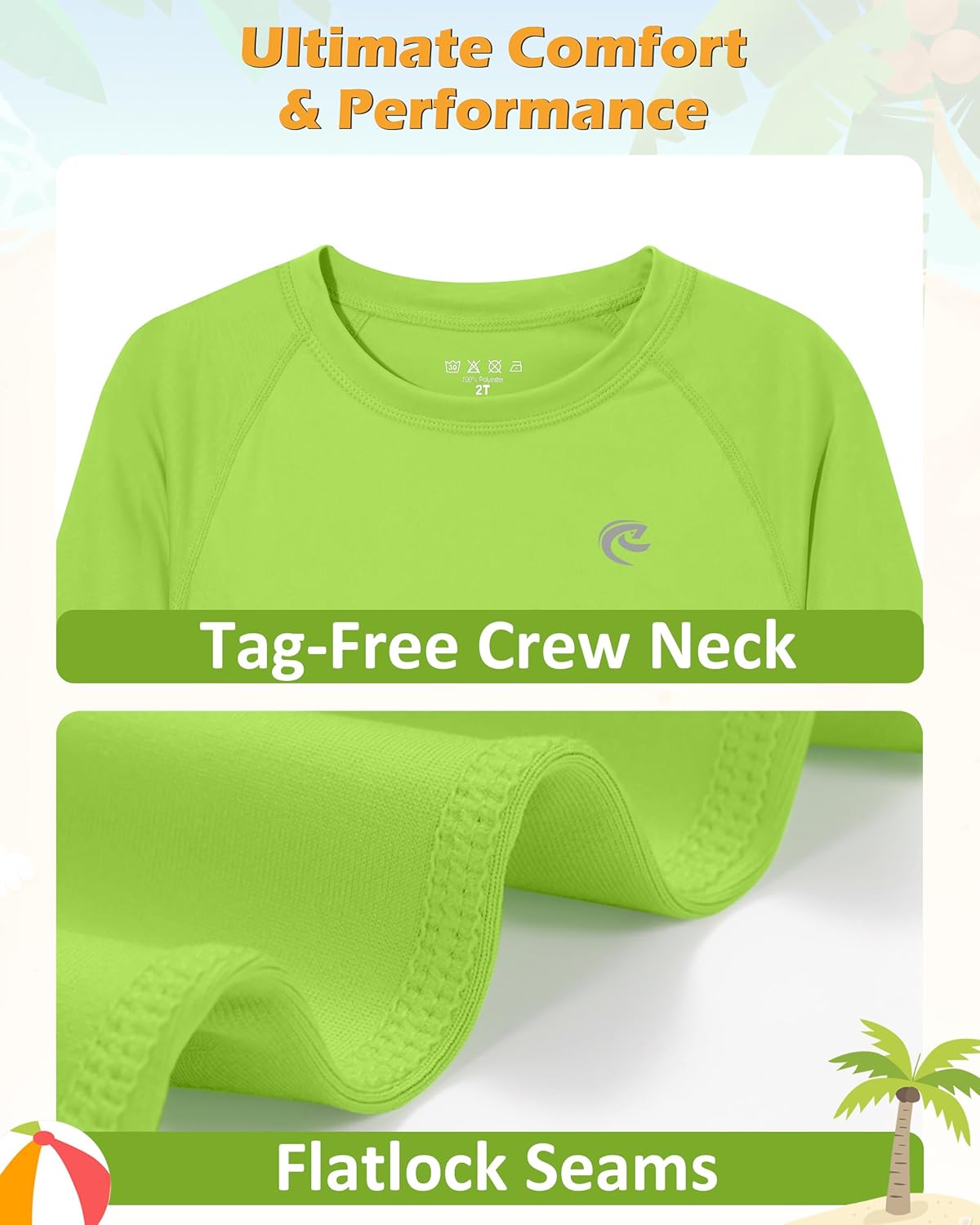 Skiennix Boys UPF 50+ Long Sleeve Swim Shirt - UV Sun Protection Rash Guard for Beach & Surf