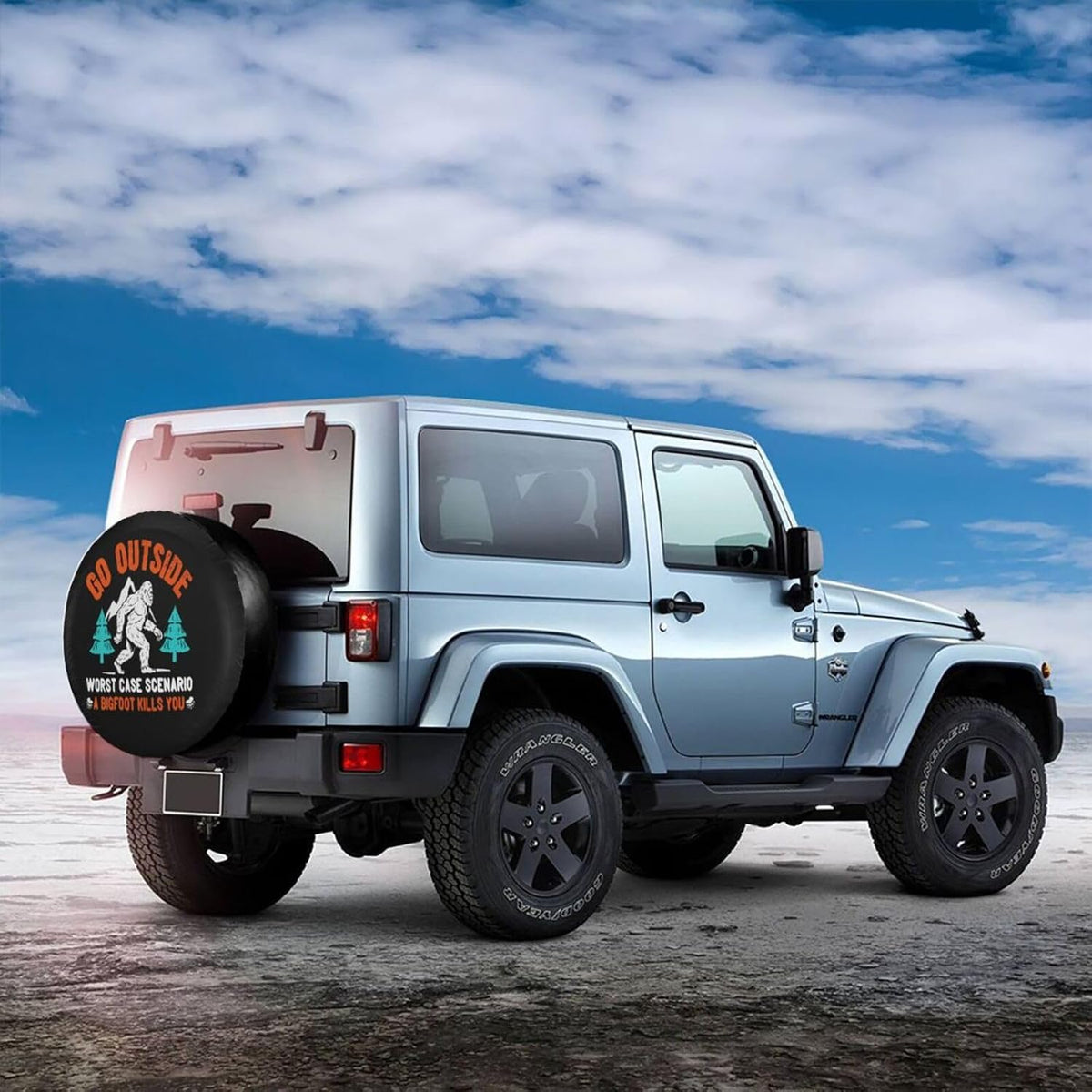 Go Outside Bigfoot Spare Tire Cover Universal Fit Wheel Protector for 15 inch Tires, Heavy-Duty Exterior Guard for RV, SUV, Truck, Travel Trailer and Camper