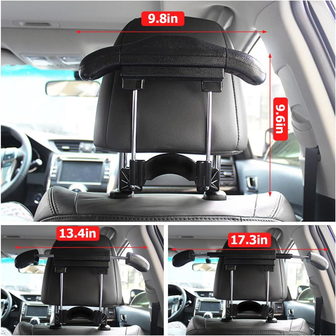 Bittwee Multifunctional Retractable Automotive Headrest Back Seat Coat Hanger Hook Organizer Holder for Clothes, Suits, Jackets, Shirts, Universal for SUV, Truck, RV