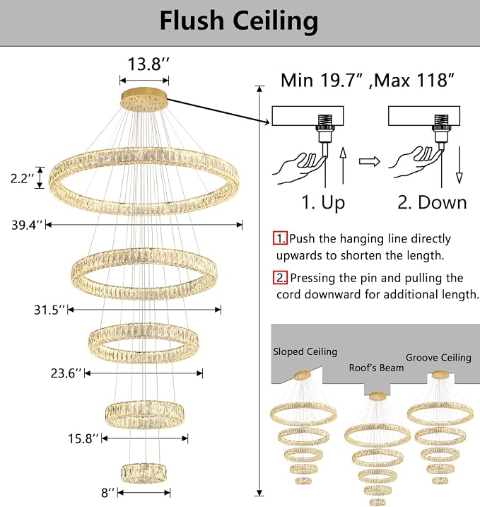 HAIXIANG 5-Rings Modern Chandelier