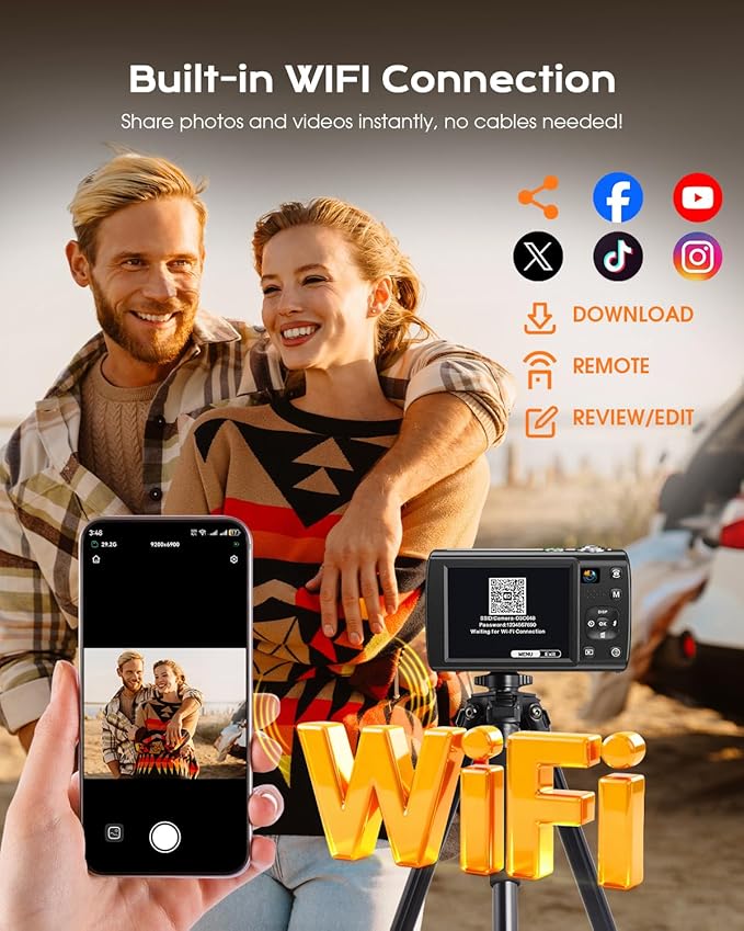8K Digital Camera for Photography, 2026 Latest WiFi 88MP Vlogging Camera for