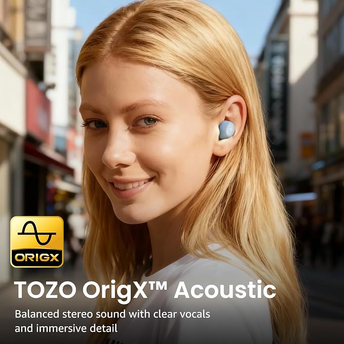 TOZO A1 Wireless Earbuds Bluetooth 5.3 Light Weight in Ear Headphones | IPX5 Waterproof, 2 Mics for AI Calls, Immersive Premium Sound Bass Ear buds with Charging Case, 32 Presets EQ via TOZO App