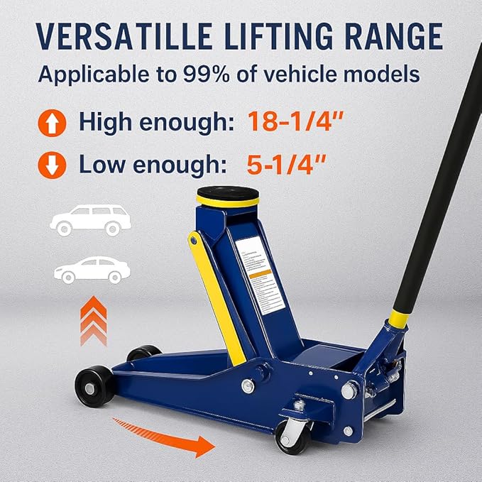 Heavy Duty 3 Ton Floor Jack – Low Profile Hydraulic Car Jack with Quick Lift Double Pump Design