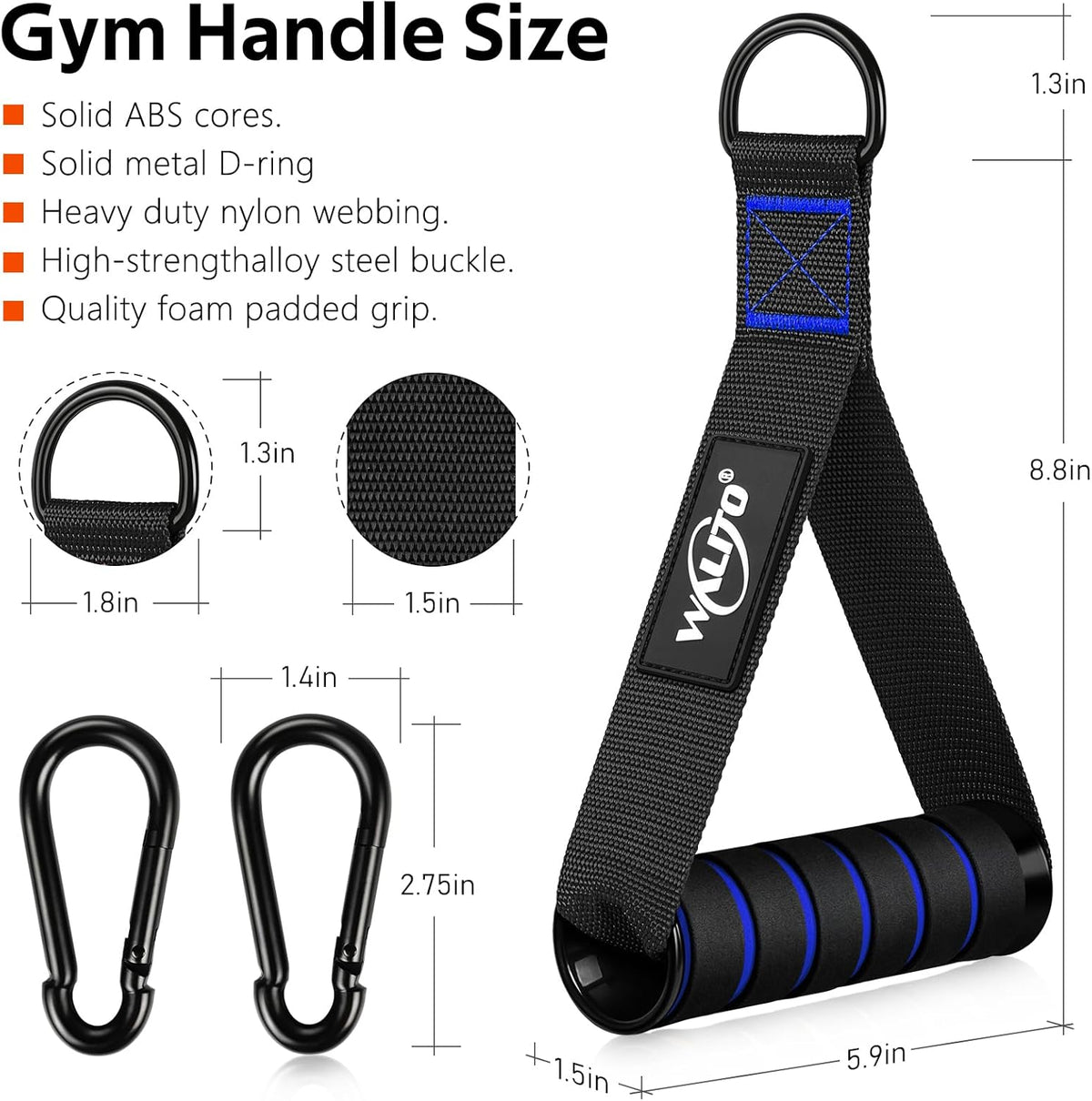 WALITO Exercise Handles - Heavy-Duty Cable Machine Attachments for Home Gym | Resistance Bands & Pilates