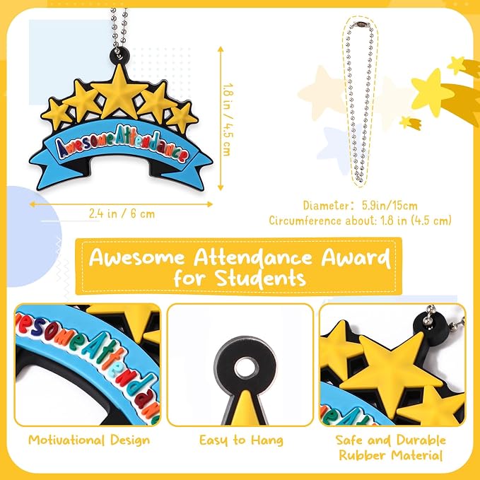 50 Pcs Awesome Attendance Silicone Tags