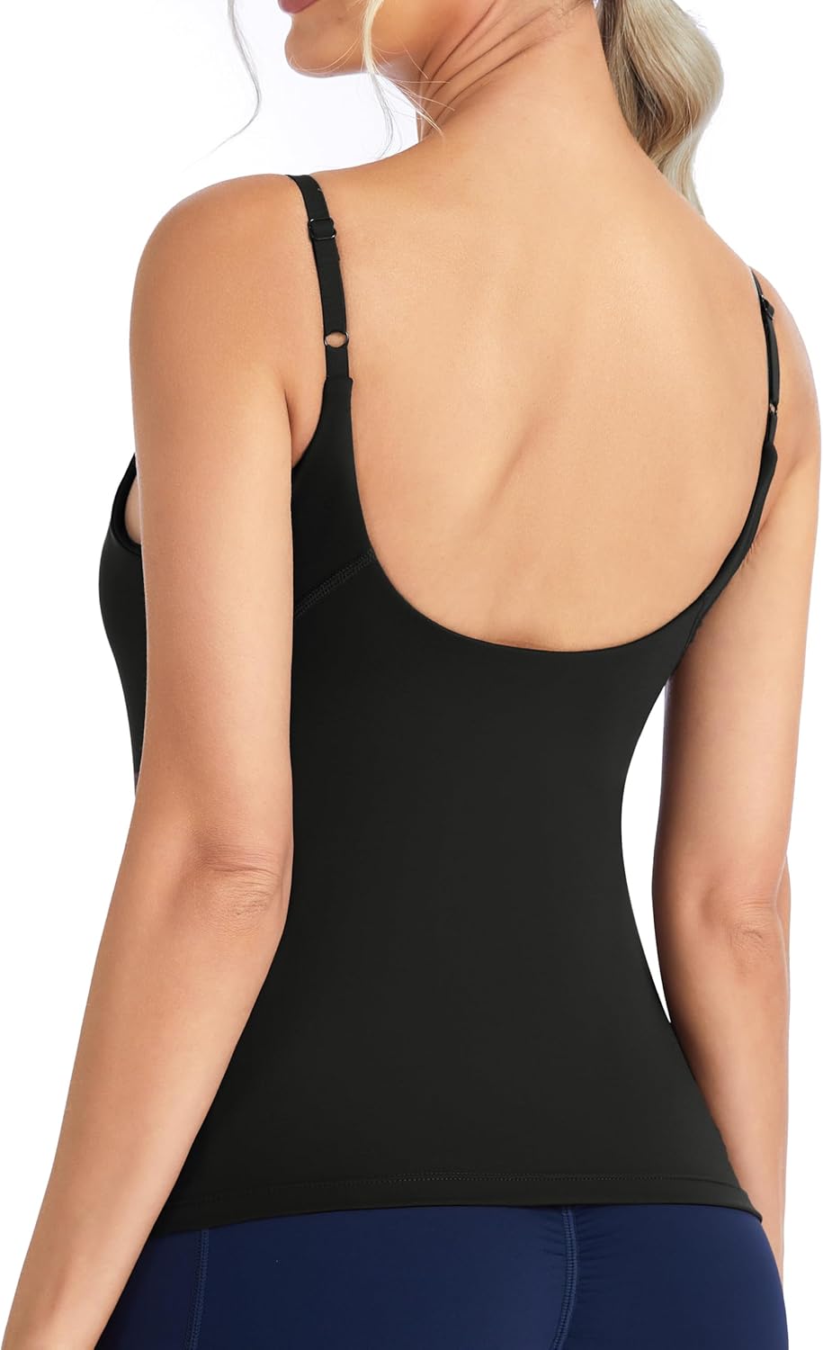 The Gym People Women's Longline V-Neck Sports Bra - Adjustable Spaghetti Straps & Removable Pads | Yoga & Workout Top
