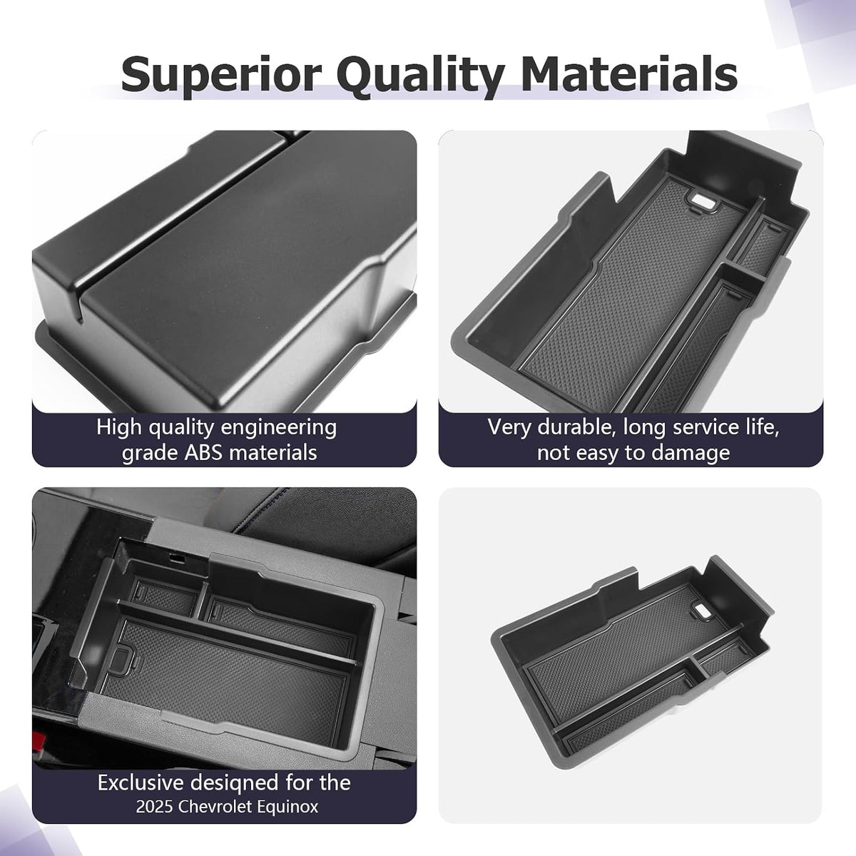 LUWU 2026 2027 Equinox Center Console Organizer Compatible with 2025 2026 2027 Equinox Accessories Under Console Tray Armrest Console Organizer Equinox 2026 Accessories 2Pack (Not for EV Model)