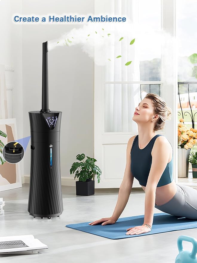 17L/4.5Gal Humidifier Large Room, Smart Quiet Ultrasonic Cool Mist Humidifiers for Bedroom, Covers 2000ft², 56H Runtime, 24H Timer, 3 Mist Modes Humidifiers for Home, Office, Plants, Black