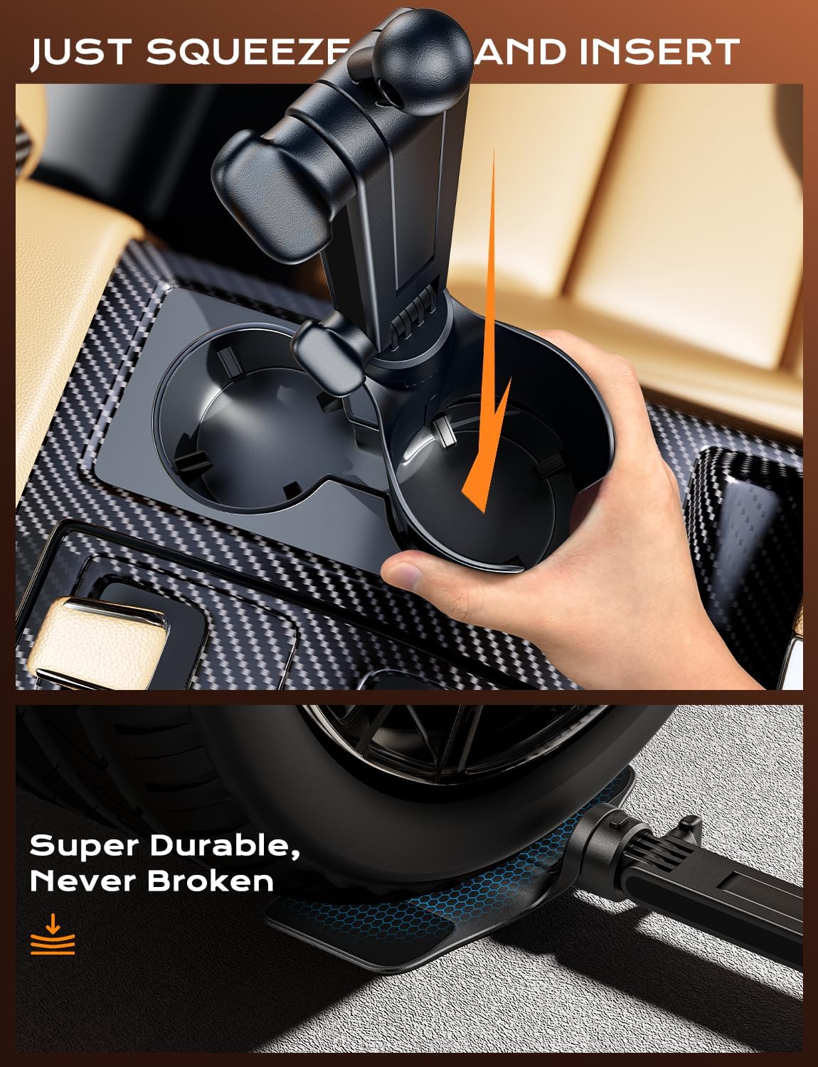 TAZENI 2-in-1 Cup Phone Holder for Car, with 2 Sizes Hollow Bases