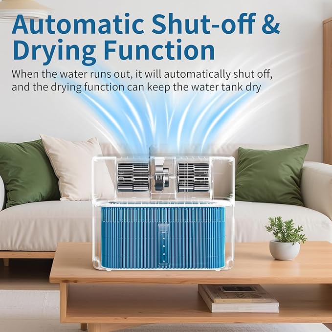 Smart Evaporative Humidifiers for Bedroom, Living Room, Nursery, Large Room up to 300 ft², 5L Tank, Max 48H Runtime, Mist-free Top Fill Humidifier for Baby, Plants, Easy to Clean