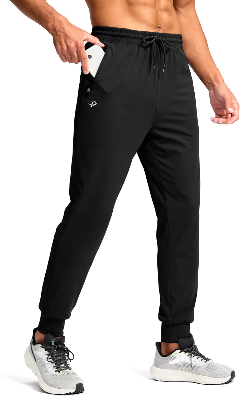Pudolla Men's Lightweight Jogger Pants - 4-Way Stretch Athletic Sweatpants with Pockets
