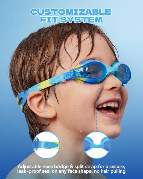 Aegend Swim Goggles for Kids | Anti-Fog Comfort Fit for Ages 3-8 - Perfect for Boys & Girls