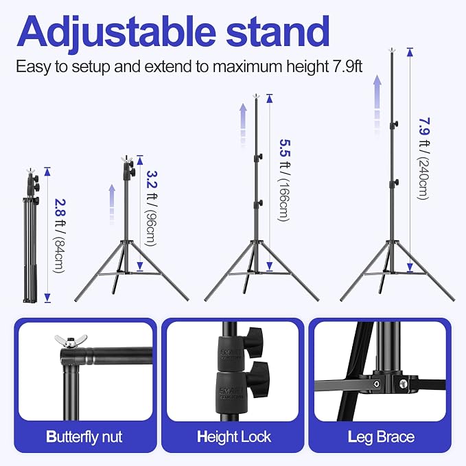 EMART 10x7.9FT Backdrop Stand, Photo Video Studio Adjustable&Lockable Heavy