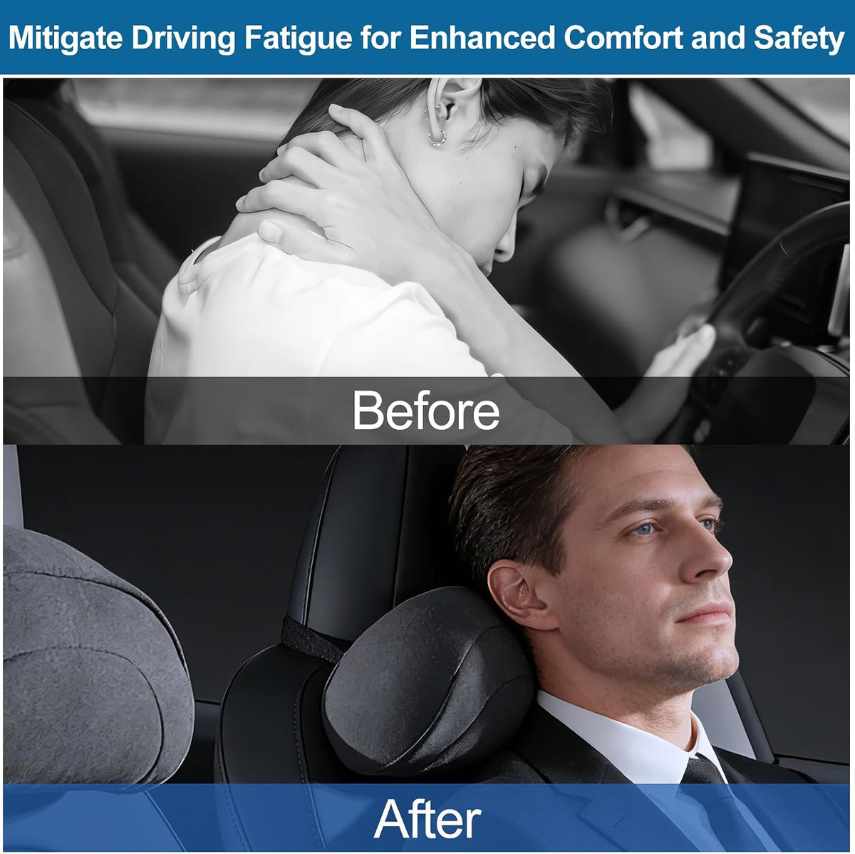 2025 Car Headrest & Lumbar Support Cushion Car Seat Cushion with Neck Pillow & Lumbar Support Kit Ergonomic Seat Headrest and Backseat Universal Fit Headrest Car Pillow for Driving Seat Office