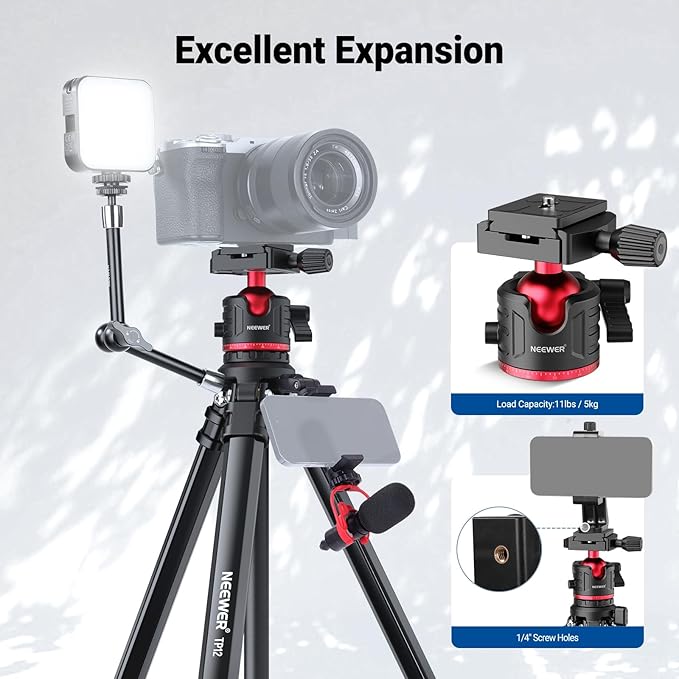 NEEWER Basics 66.5"/169 cm Travel Tripod